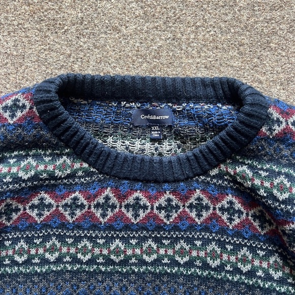 Vintage Croft & Barrow Geometric Stripe Knit Grandpa Sweater Men XXL 100% Cotton - Picture 3 of 13